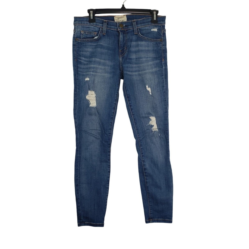 Current/Elliott Jeans Size 27 The Stiletto Distressed Skinny Cropped Ankle Blue